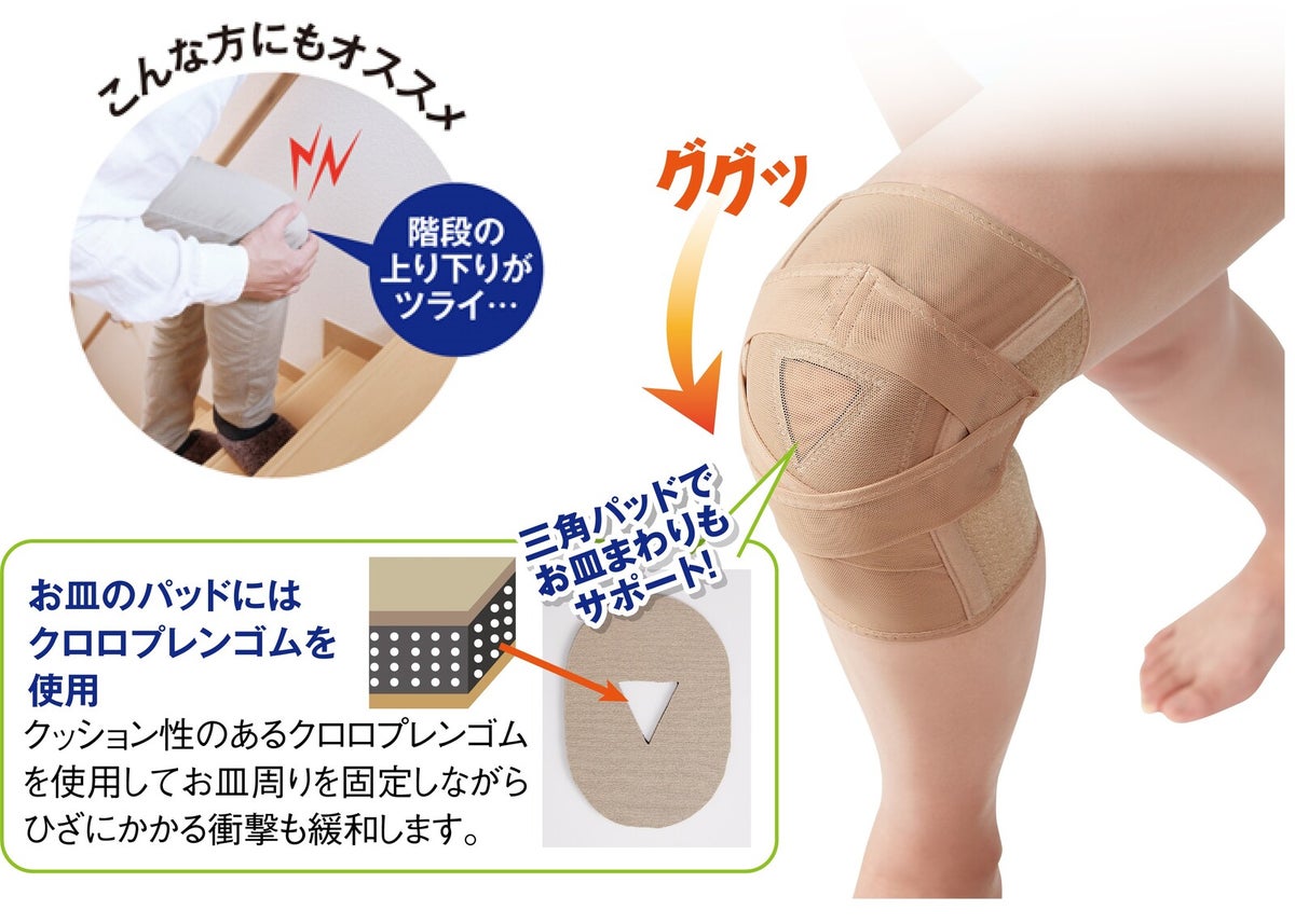  薄くてもひざをしっかり支えるサポーター 1枚　　Ｍ－Ｌ　モカ