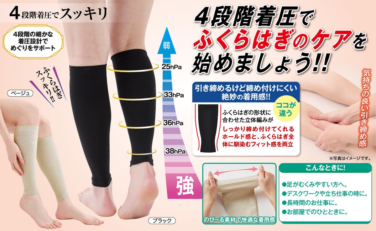 ふくらはぎすっきり4段階着圧サポーター　2枚