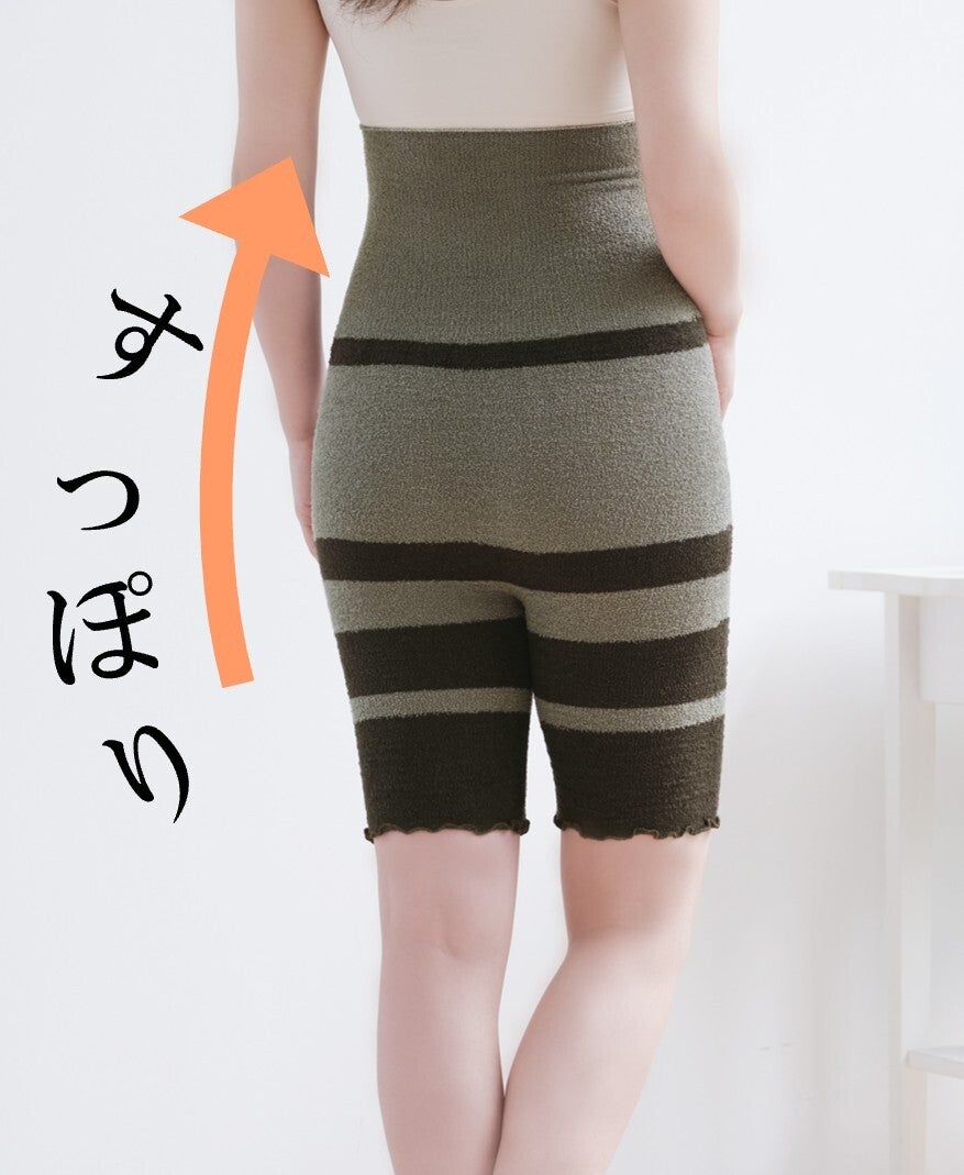  おなか太もも温かぬくもこ5分丈パンツ【M-L】